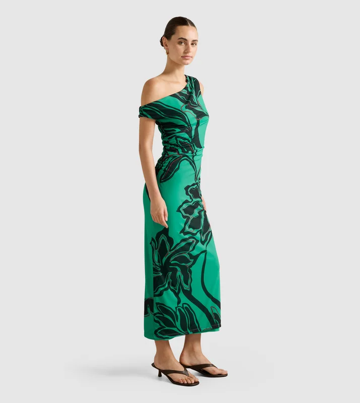 forever new  GISELLA Printed Tipped Mesh Midi Dress for Women | Best Price UAE